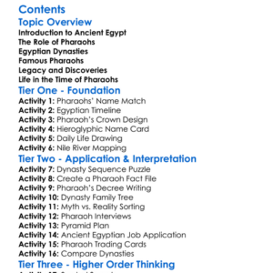 Ancient Egypt Pharaohs And Dynasties Worksheet Activity Booklet