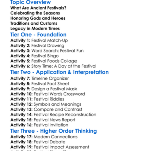 Ancient Festivals And Holidays Worksheet Activity Booklet