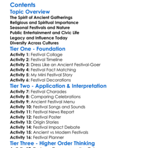 Ancient Festivals And Public Celebrations Worksheet Activity Booklet
