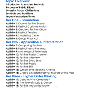 Ancient Festivals And Public Rituals Worksheet Activity Booklet