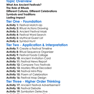Ancient Festivals And Rituals Worksheet Activity Booklet