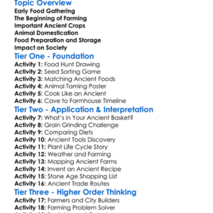 Ancient Food And Agriculture Worksheet Activity Booklet