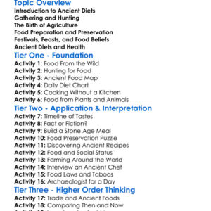 Ancient Food And Diet Worksheet Activity Booklet