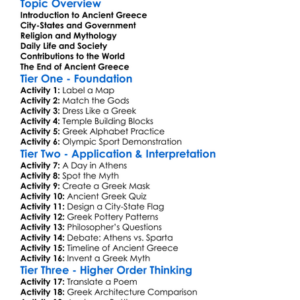 Ancient Greece Worksheet Activity Booklet