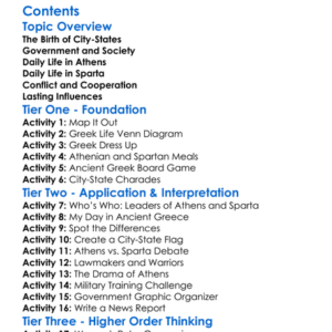 Ancient Greek City-States Athens And Sparta Worksheet Activity Booklet
