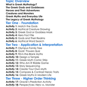 Ancient Greek Mythology Worksheet Activity Booklet
