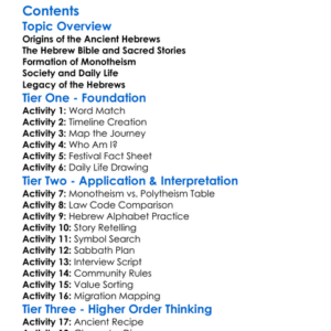 Ancient Hebrew Civilization And Monotheism Worksheet Activity Booklet