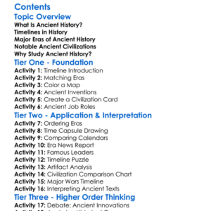 Ancient History Timelines And Major Eras Worksheet Activity Booklet