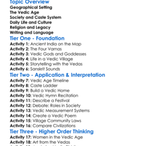 Ancient India And The Vedic Age Worksheet Activity Booklet