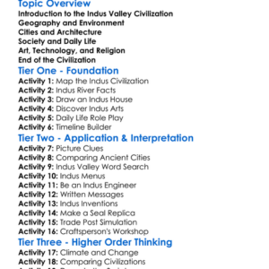 Ancient Indus Valley Civilization Worksheet Activity Booklet