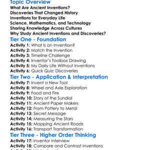 Ancient Inventions And Discoveries Worksheet Activity Booklet