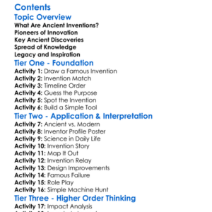 Ancient Inventions And Scientific Advances Worksheet Activity Booklet