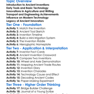 Ancient Inventions And Technology Worksheet Activity Booklet