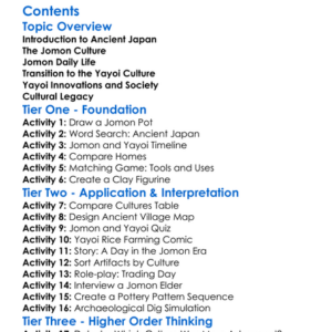 Ancient Japanese Jomon And Yayoi Cultures Worksheet Activity Booklet