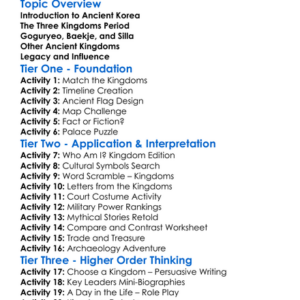 Ancient Korean Kingdoms Worksheet Activity Booklet