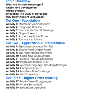 Ancient Languages And Linguistics Worksheet Activity Booklet