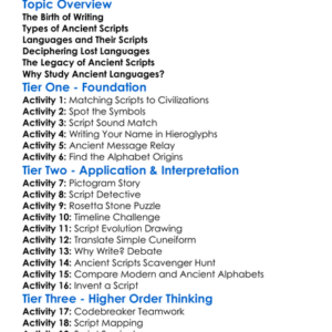 Ancient Languages And Scripts Worksheet Activity Booklet