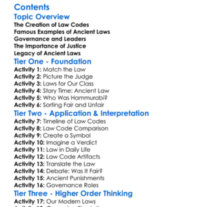 Ancient Law Codes And Governance Worksheet Activity Booklet
