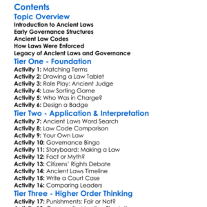 Ancient Laws And Governance Structures Worksheet Activity Booklet