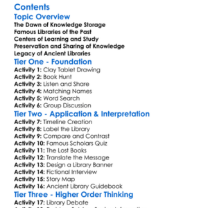 Ancient Libraries And Centers Of Learning Worksheet Activity Booklet