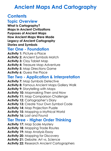 Ancient Maps And Cartography Worksheet Activity Booklet