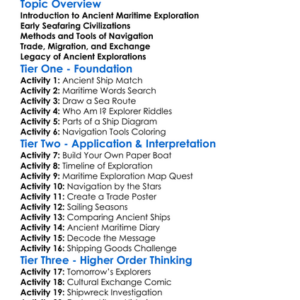 Ancient Maritime Exploration Worksheet Activity Booklet
