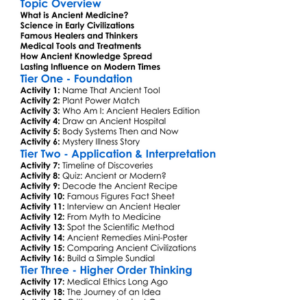 Ancient Medicine And Science Worksheet Activity Booklet