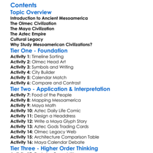 Ancient Mesoamerican Civilizations Olmec Maya Aztec Worksheet Activity Booklet