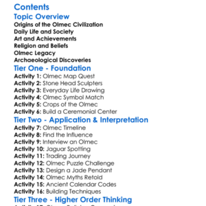 Ancient Mesoamerican Civilizations Olmec Worksheet Activity Booklet