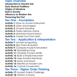Ancient Music And Literature Worksheet Activity Booklet