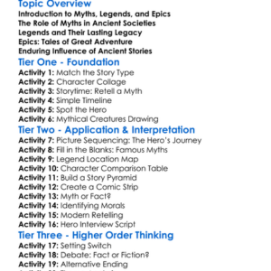 Ancient Myths Legends And Epics Worksheet Activity Booklet
