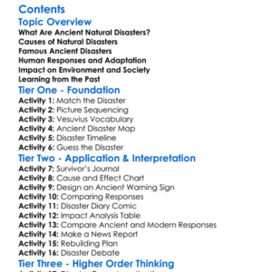 Ancient Natural Disasters And Their Impact Worksheet Activity Booklet