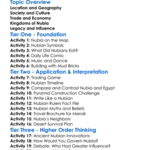 Ancient Nubia Worksheet Activity Booklet