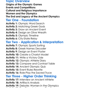 Ancient Olympic Games Worksheet Activity Booklet