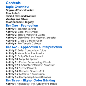 Ancient Persian Religion Zoroastrianism Worksheet Activity Booklet