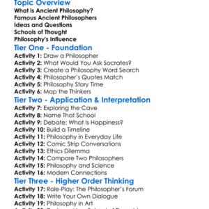 Ancient Philosophy Worksheet Activity Booklet
