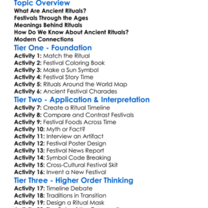 Ancient Rituals And Festivals Worksheet Activity Booklet