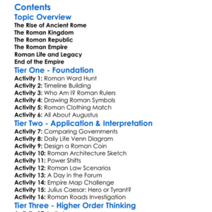 Ancient Rome Kingdom Republic And Empire Worksheet Activity Booklet