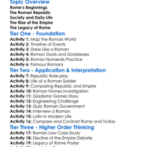 Ancient Rome Republic And Empire Worksheet Activity Booklet