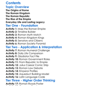 Ancient Rome The Kingdom Republic And Empire Worksheet Activity Booklet