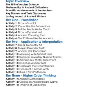 Ancient Science And Mathematics Worksheet Activity Booklet