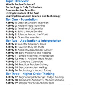 Ancient Science And Technology Worksheet Activity Booklet