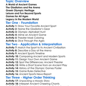 Ancient Sports And Entertainment Worksheet Activity Booklet