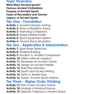 Ancient Sports And Recreation Worksheet Activity Booklet