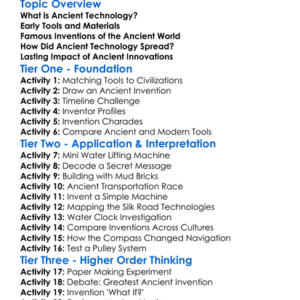 Ancient Technology And Inventions Worksheet Activity Booklet
