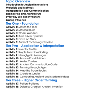 Ancient Technology Worksheet Activity Booklet