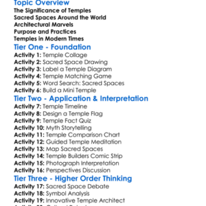 Ancient Temples And Sacred Spaces Worksheet Activity Booklet