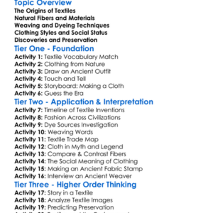 Ancient Textiles And Clothing Worksheet Activity Booklet