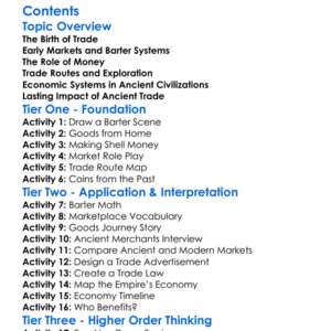 Ancient Trade And Economic Systems Worksheet Activity Booklet