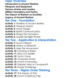 Ancient Warfare And Military Tactics Worksheet Activity Booklet